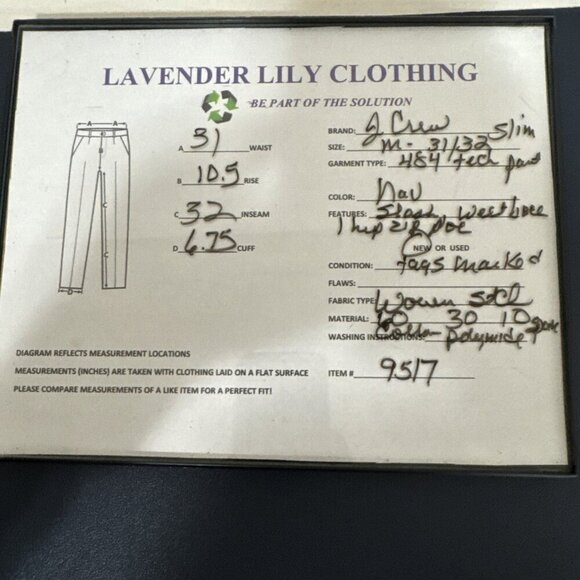 J.Crew Men's 31/32 Slim 484 Chino Pants Navy Blue NWT - Picture 8 of 14